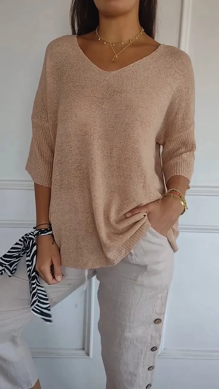 Kit 3 Blusas Luna® em Malha Leve – Decote V — Iris Bela