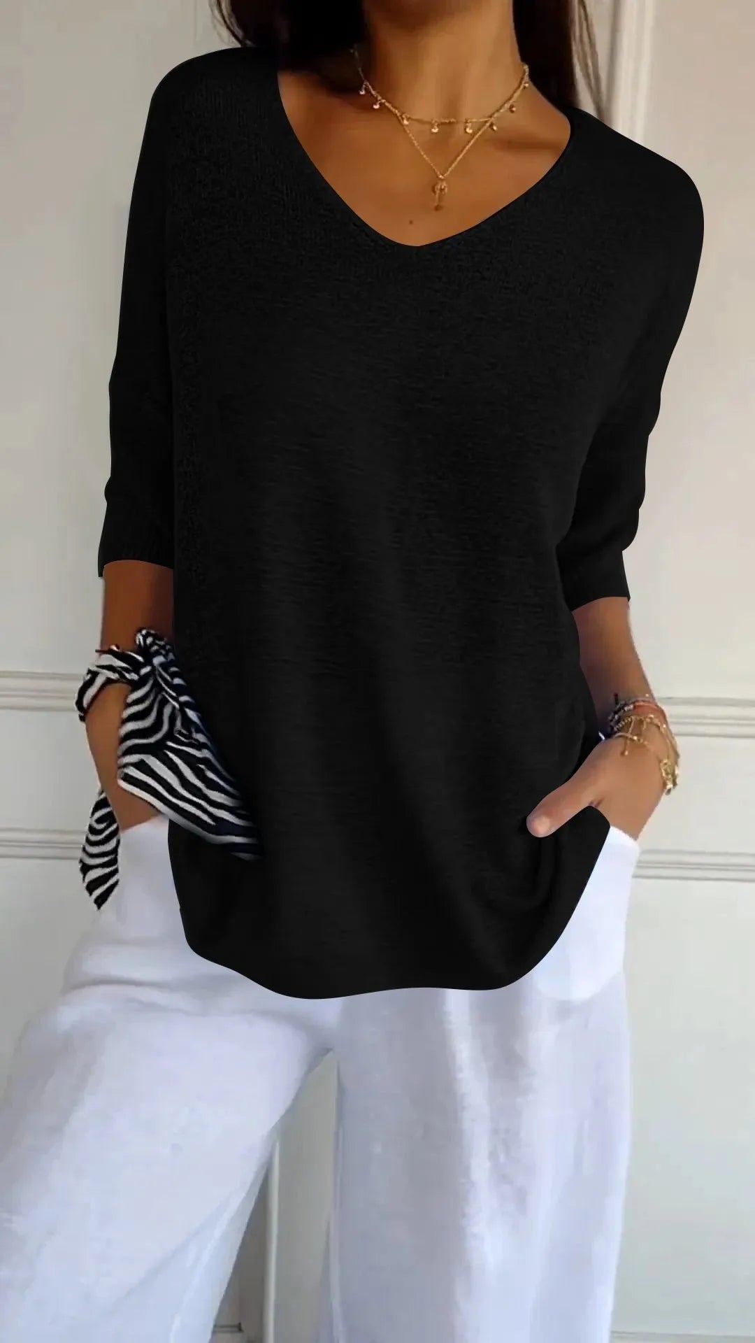 Kit 3 Blusas Luna® em Malha Leve – Decote V — Iris Bela