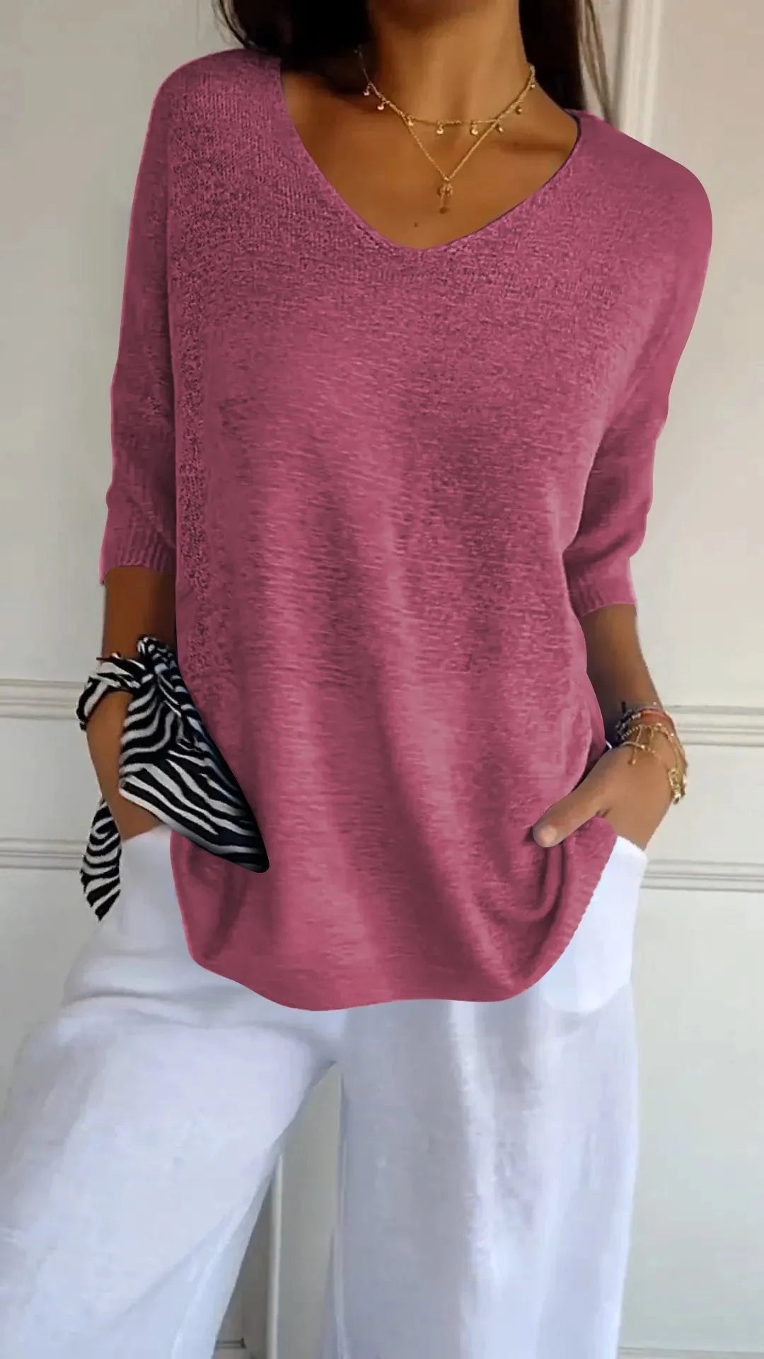 Kit 3 Blusas Luna® em Malha Leve – Decote V — Iris Bela