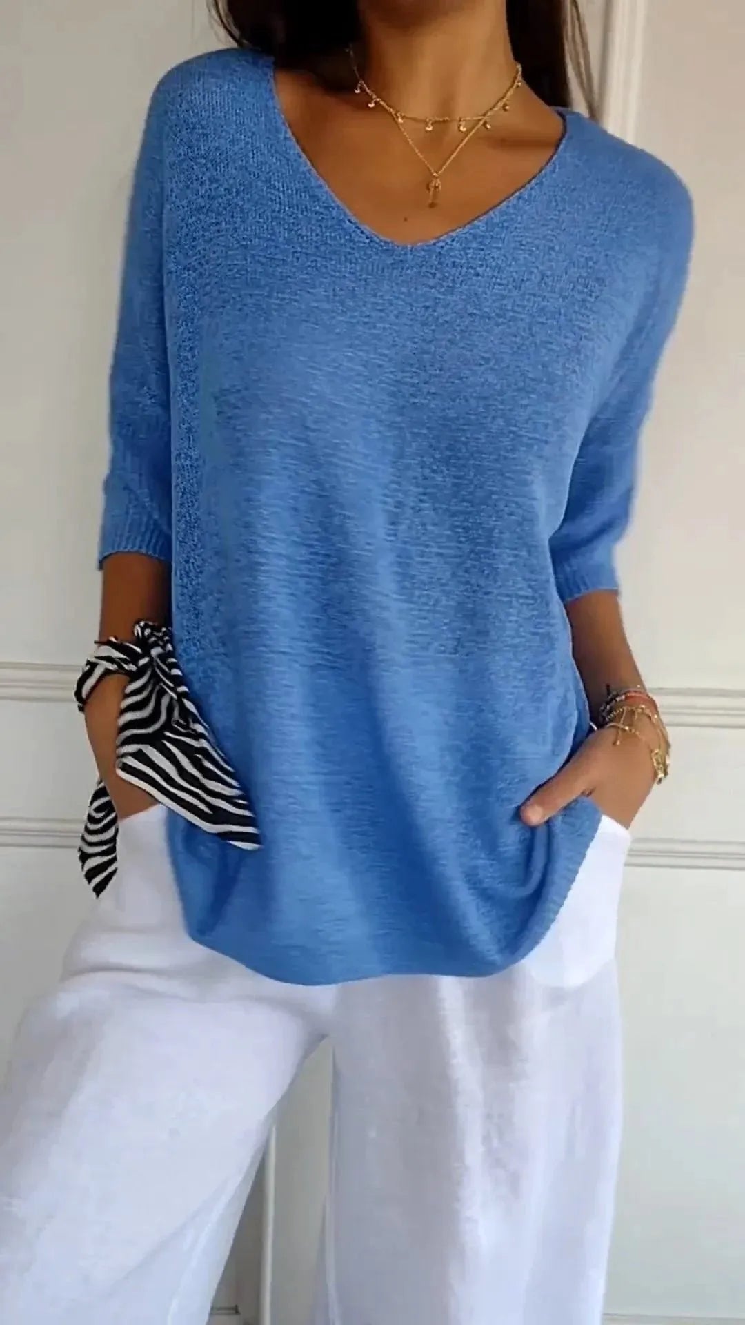 Kit 3 Blusas Luna® em Malha Leve – Decote V — Iris Bela