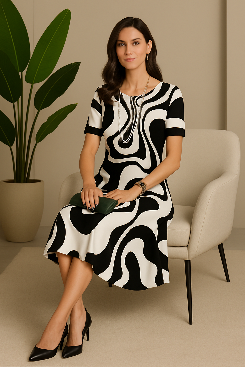 Vestido Amarílis Preto e Branco — Iris Bela
