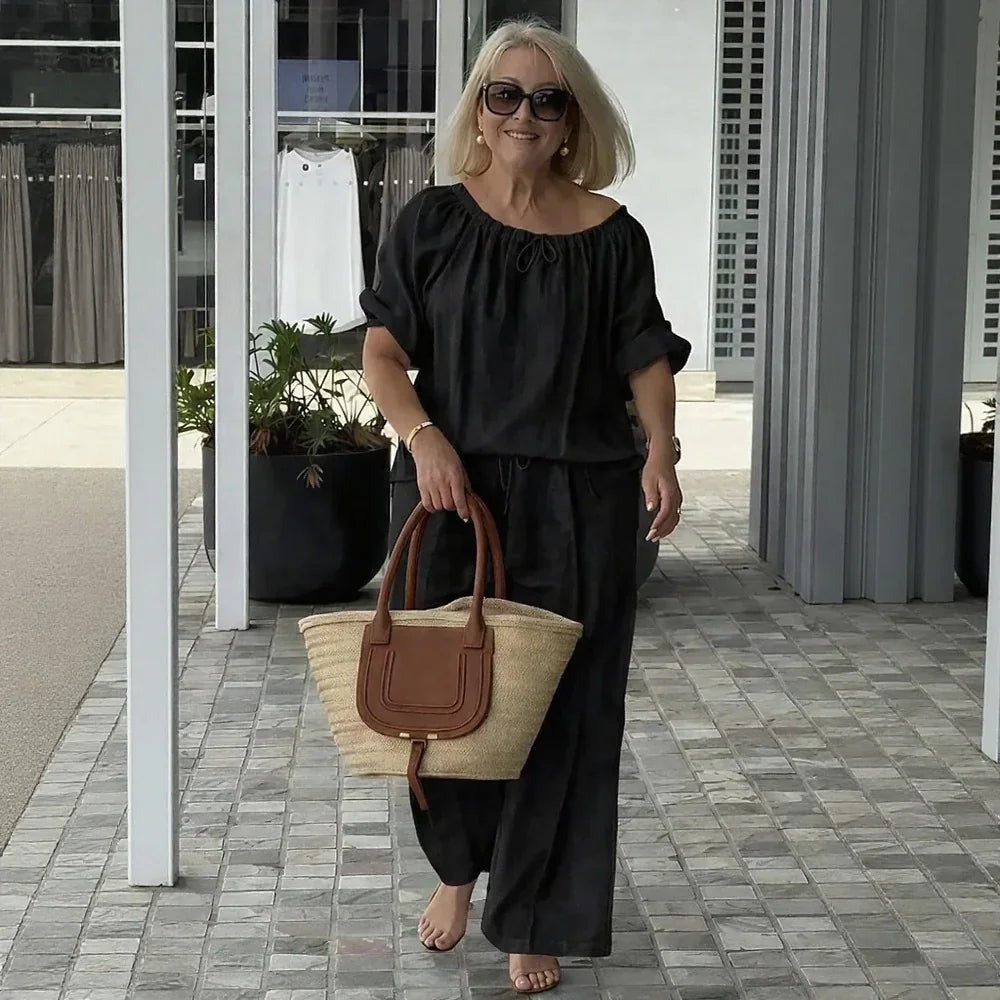 Conjunto Céliane em Linho de Algodão com Caimento Solto