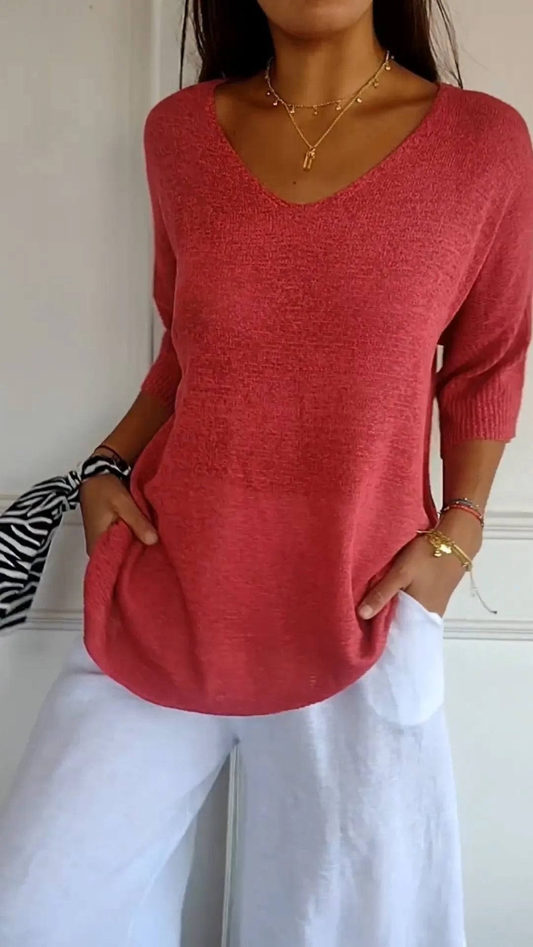 Kit 3 Blusas Luna® em Malha Leve – Decote V — Iris Bela