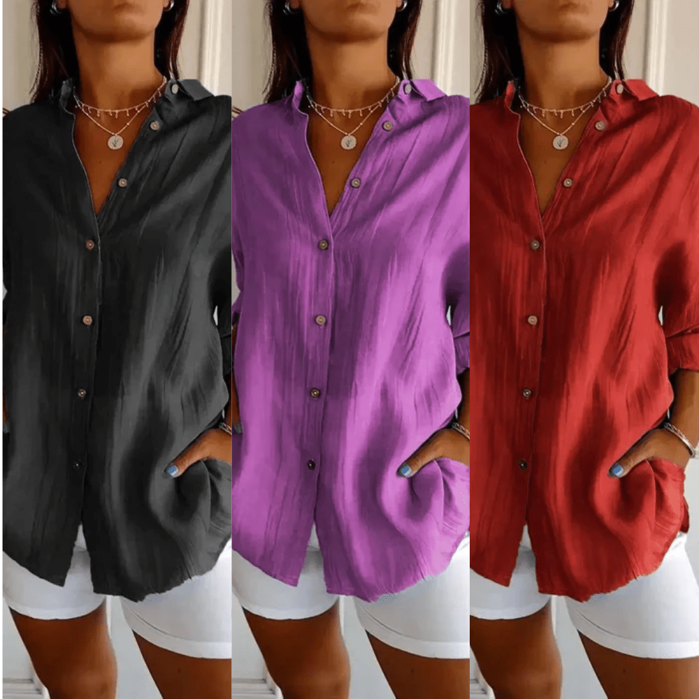 Kit 3 Camisas Ibiza em Linho de Algodão – Design Semi Plissado — Iris Bela