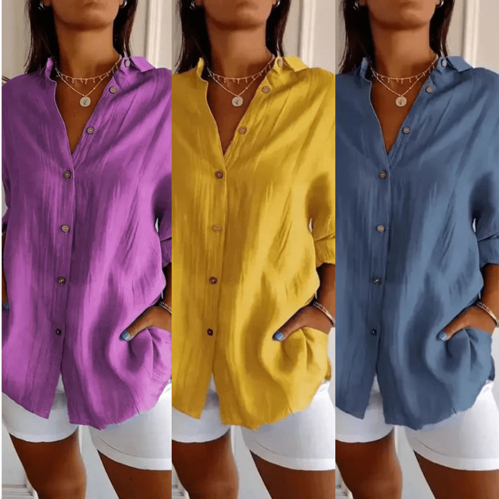 Kit 3 Camisas Ibiza em Linho de Algodão – Design Semi Plissado — Iris Bela