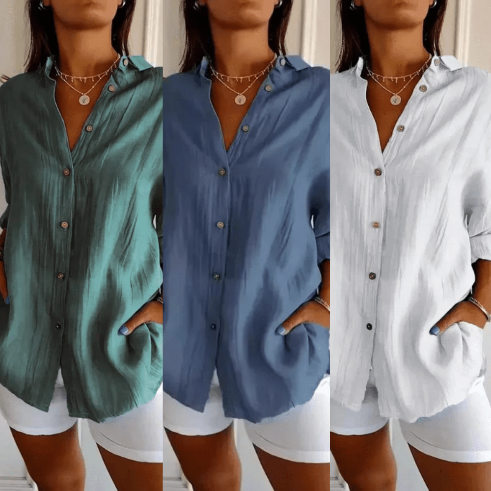 Kit 3 Camisas Ibiza em Linho de Algodão – Design Semi Plissado — Iris Bela