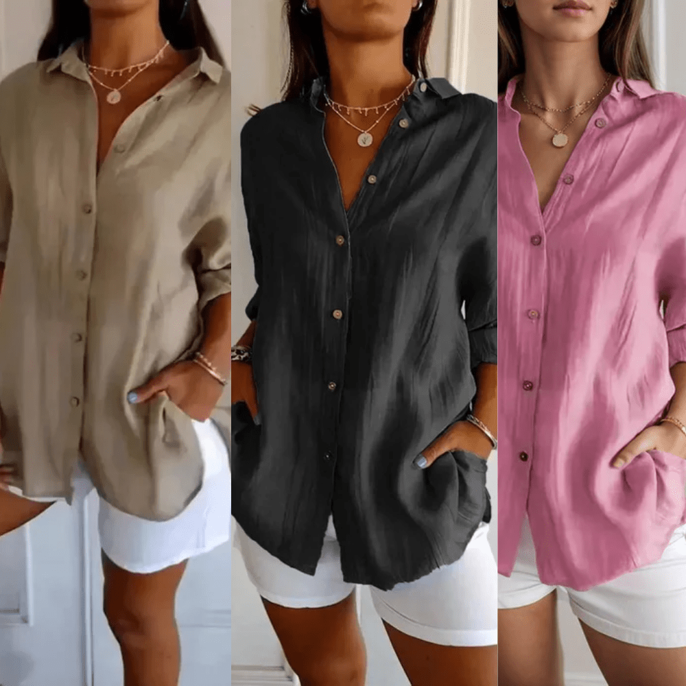 Kit 3 Camisas Ibiza em Linho de Algodão – Design Semi Plissado — Iris Bela