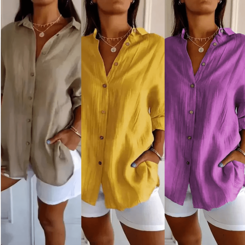 Kit 3 Camisas Ibiza em Linho de Algodão – Design Semi Plissado — Iris Bela