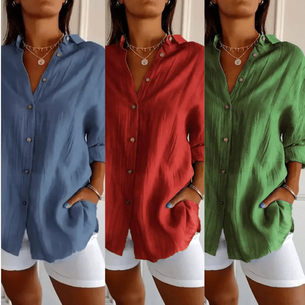 Kit 3 Camisas Ibiza em Linho de Algodão – Design Semi Plissado — Iris Bela