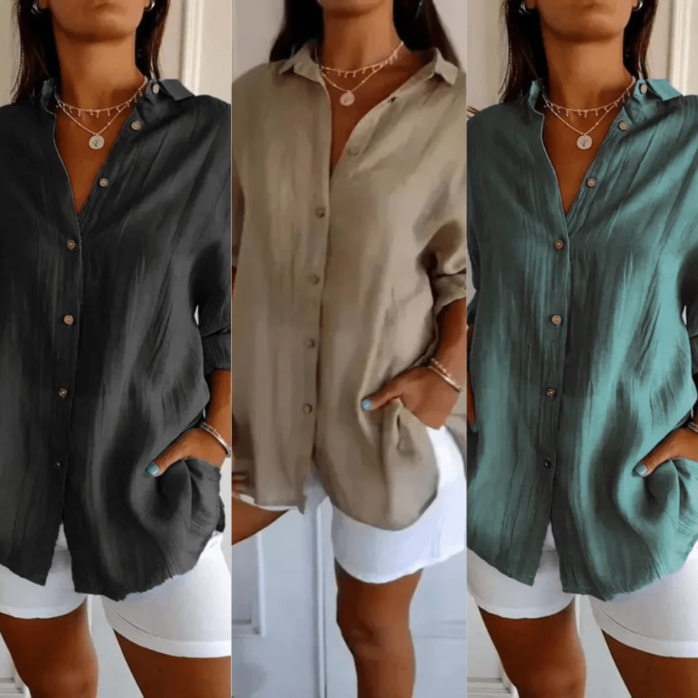 Kit 3 Camisas Ibiza em Linho de Algodão – Design Semi Plissado — Iris Bela