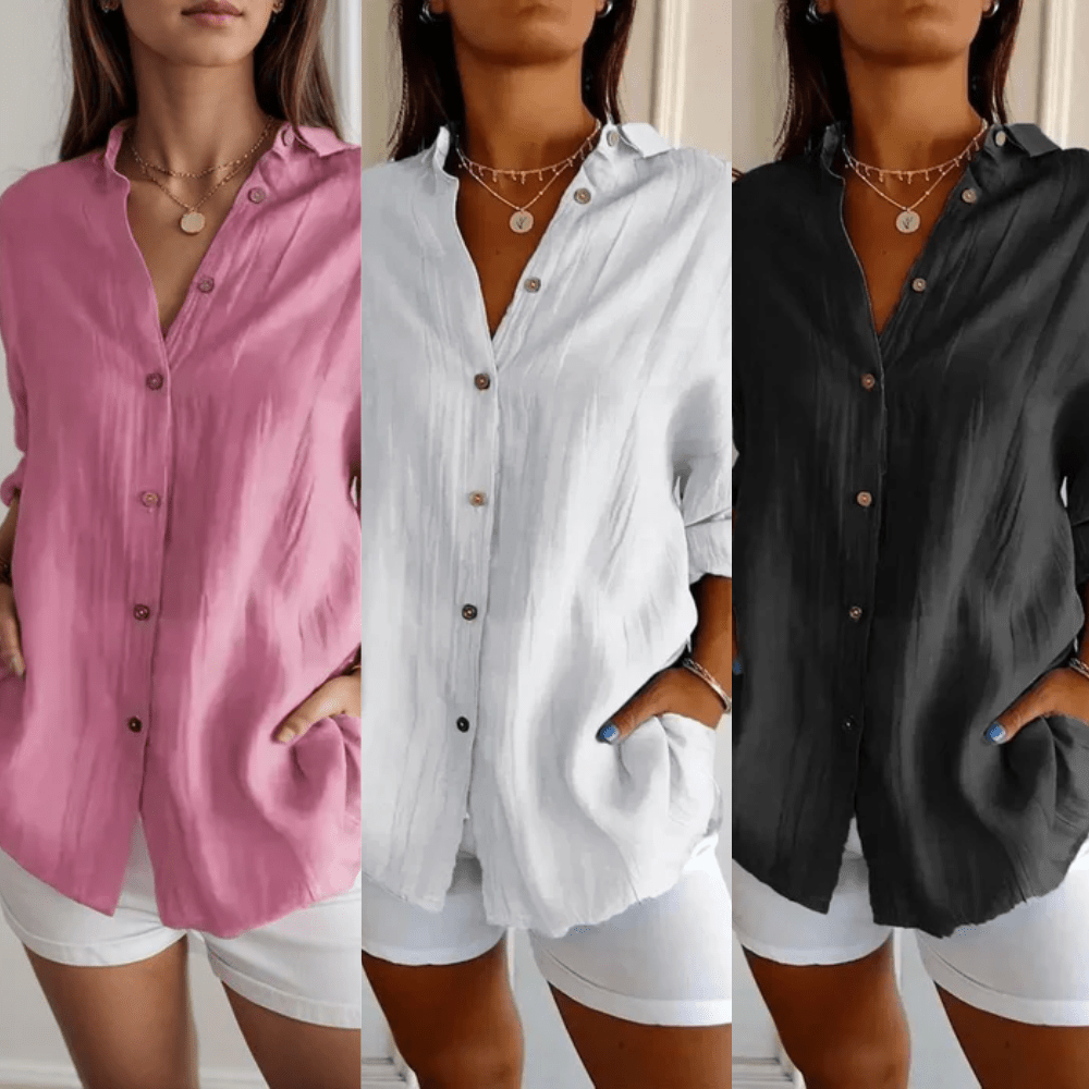 Kit 3 Camisas Ibiza em Linho de Algodão – Design Semi Plissado — Iris Bela