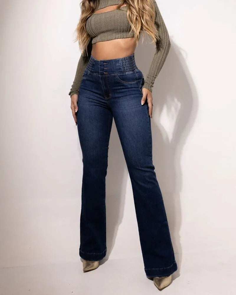 Calça Jeans Flare Modeladora de Cintura Alta - 2 Jeans Escuros