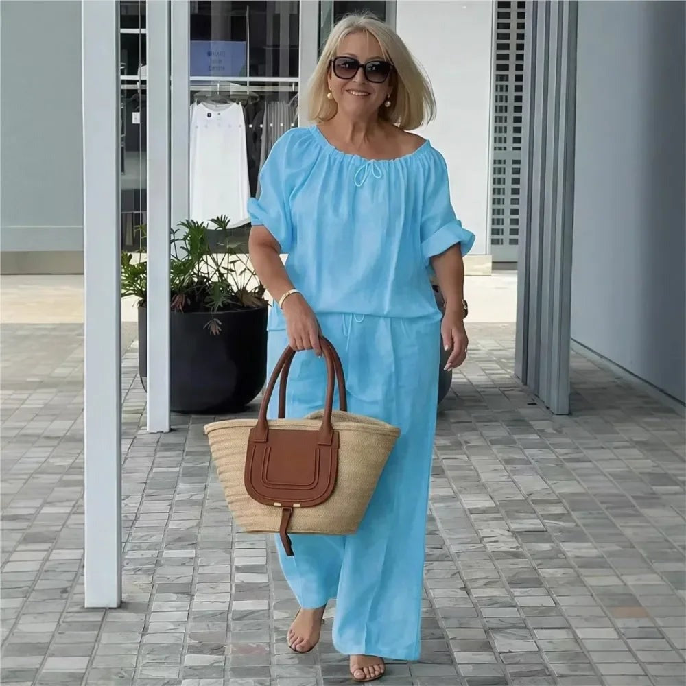 Conjunto Céliane em Linho de Algodão com Caimento Solto