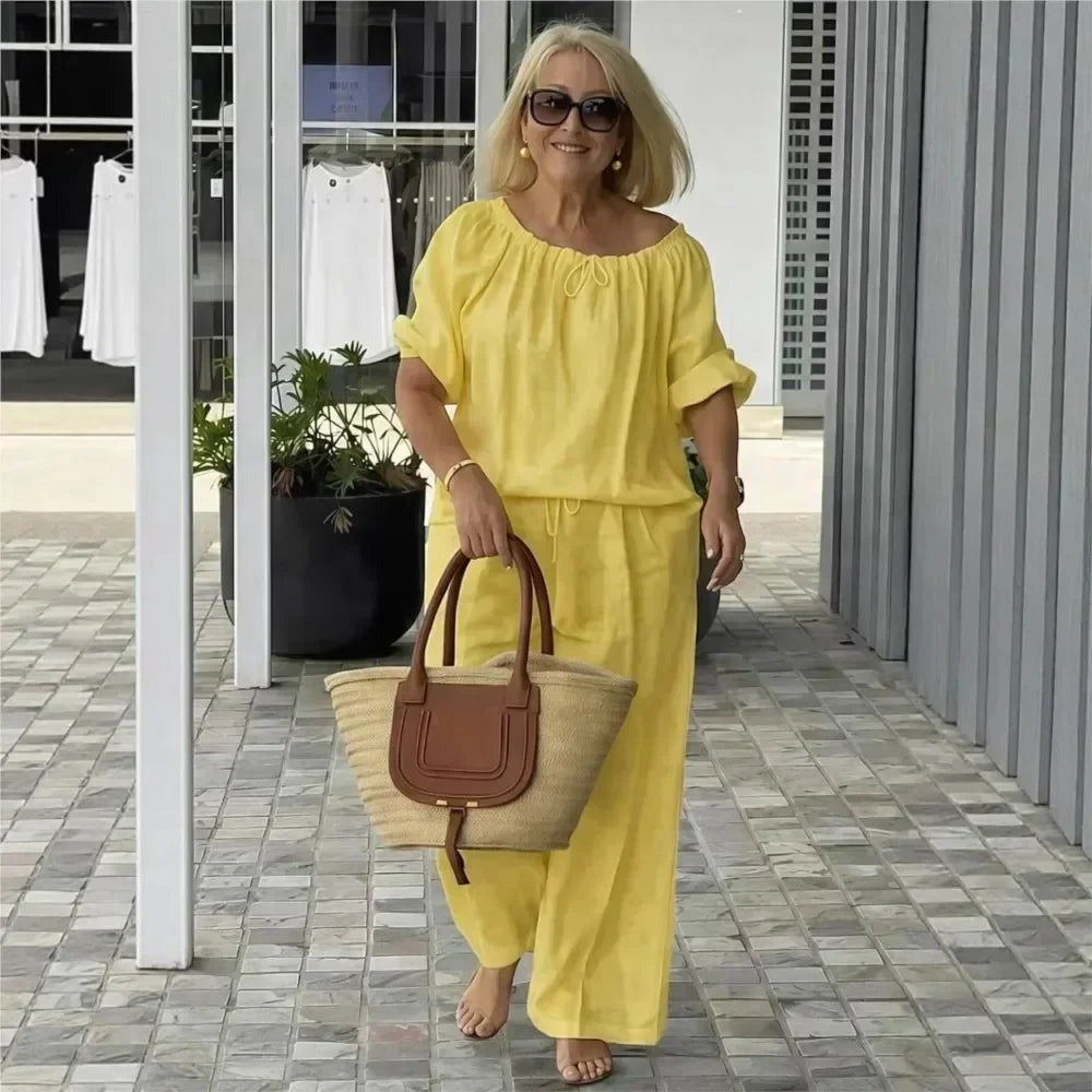 Conjunto Céliane em Linho de Algodão com Caimento Solto