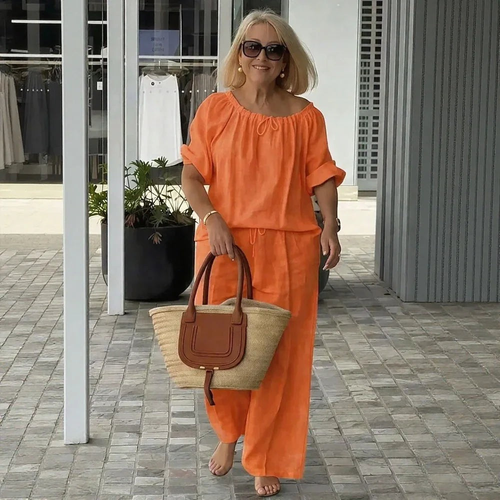 Conjunto Céliane em Linho de Algodão com Caimento Solto