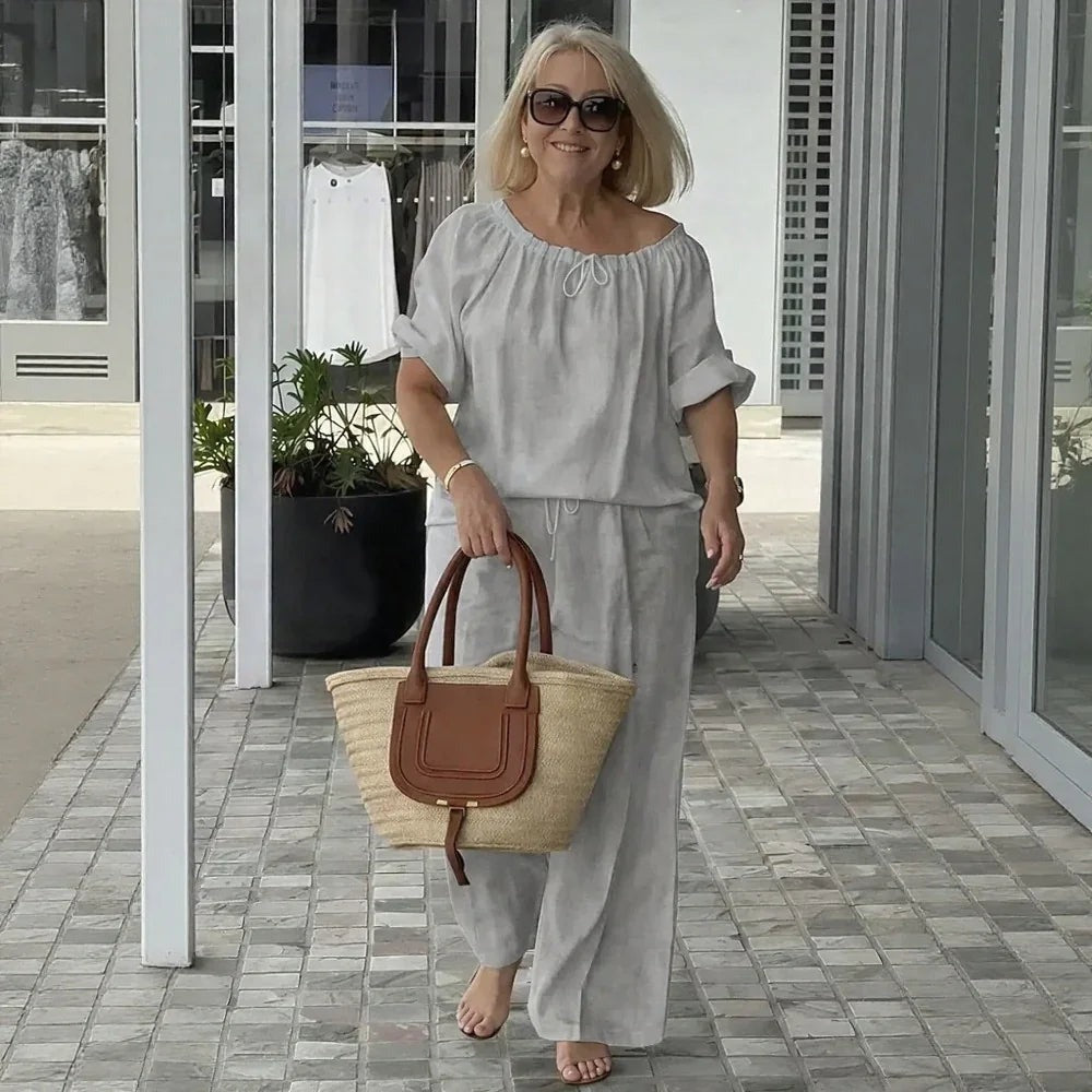 Conjunto Céliane em Linho de Algodão com Caimento Solto