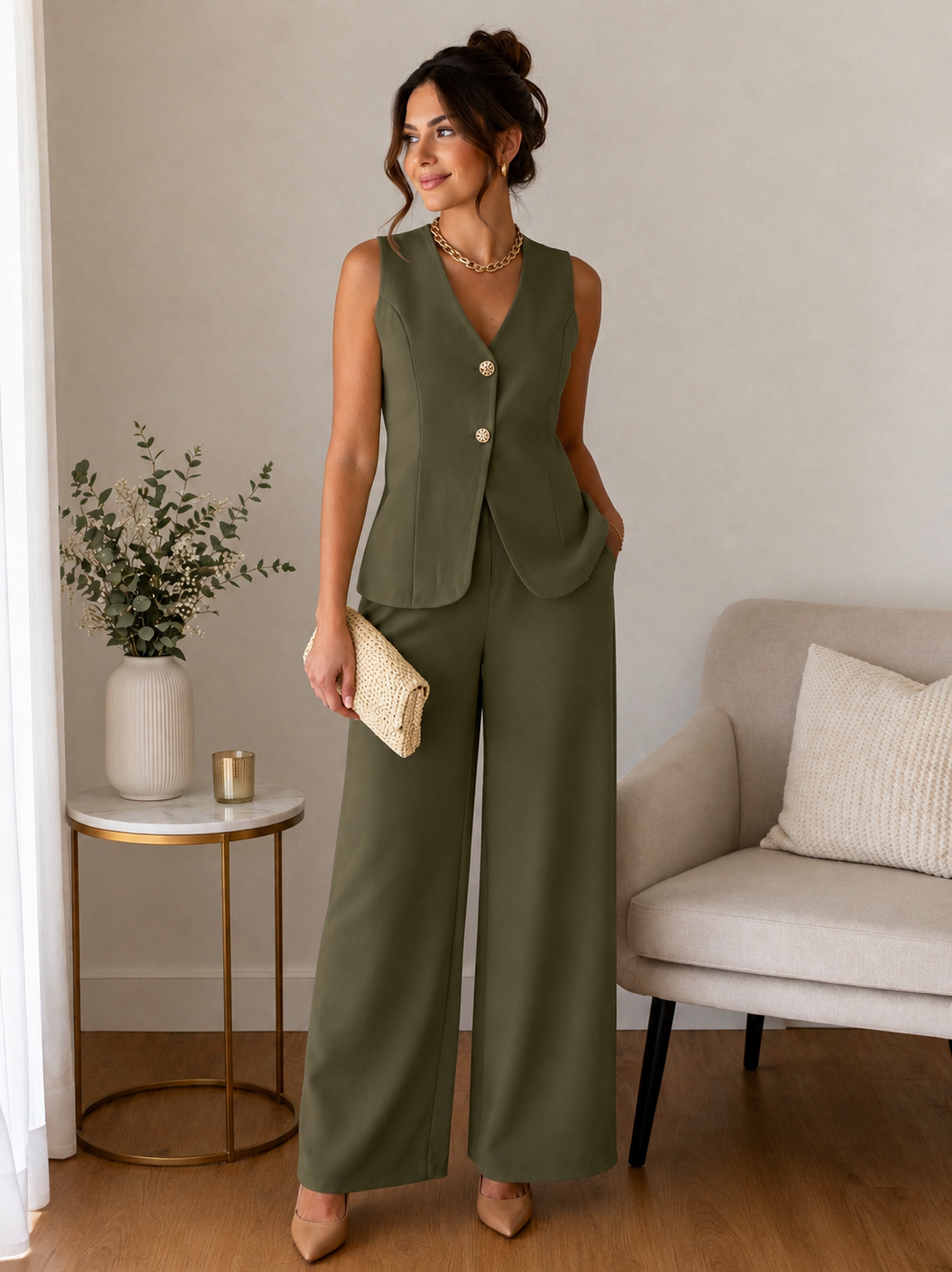 Conjunto Colete e Calça Verde