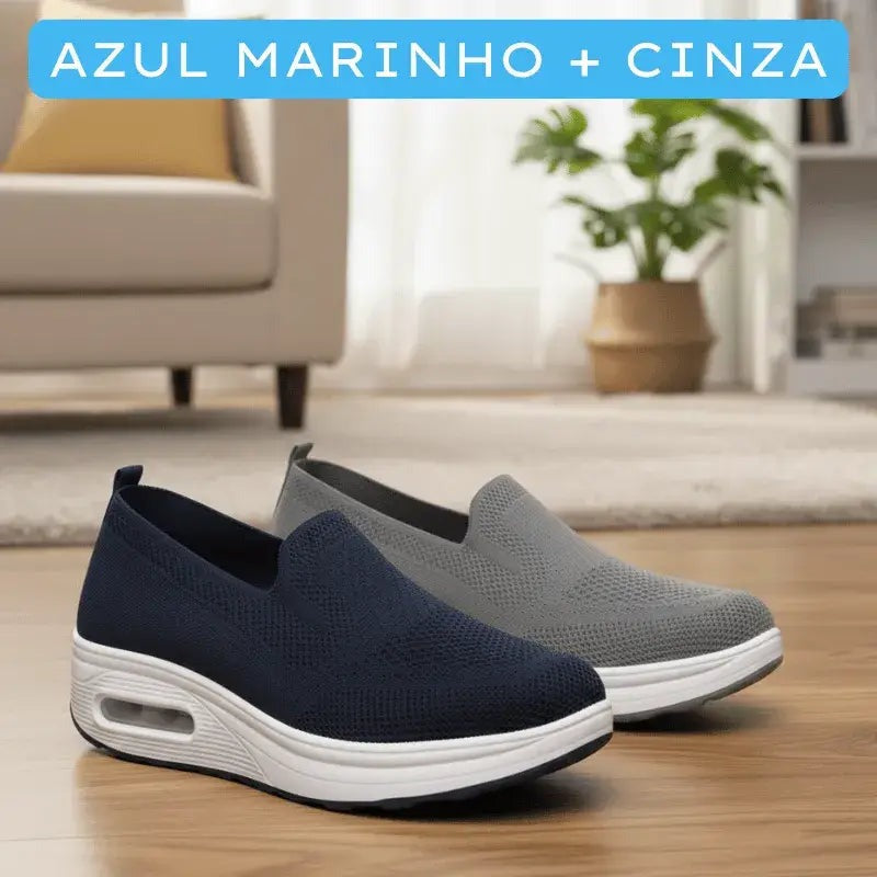 Tênis Linha Comfort Ortopédico Azul Marinho + Cinza